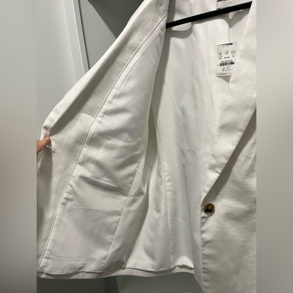 J. Crew Linen cotton Blend One Button Blazer White Size 16 NEW classic $198 - Picture 11 of 12